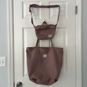 Herschel Pink Tote and Crossbody Bag Set